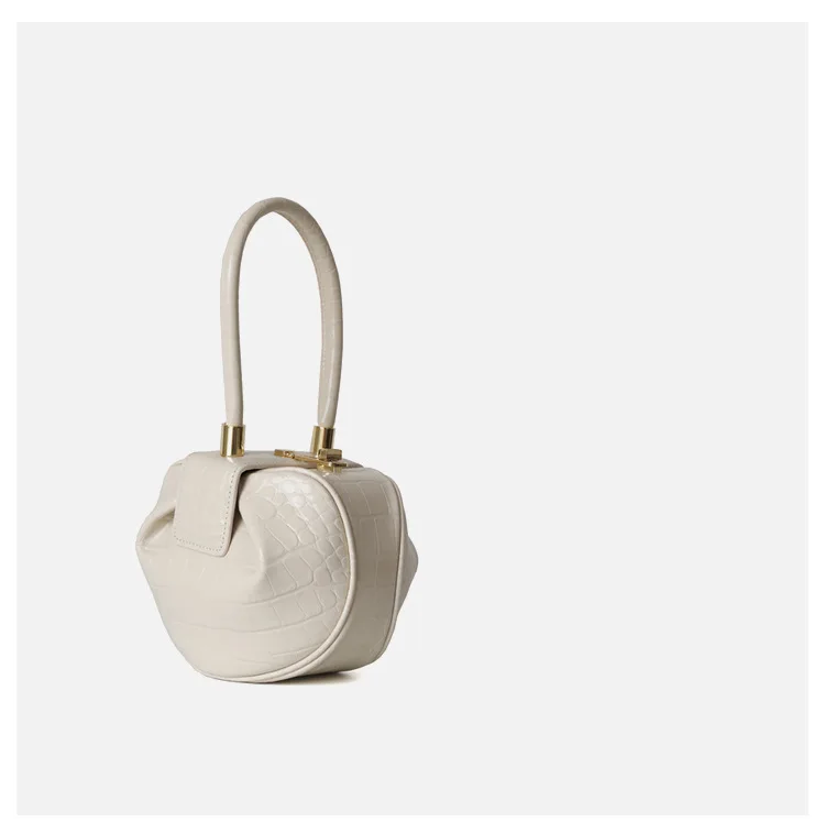 Fashion Catwalk Show Handbag Women New Ladies Genuine Leather Round Ball Hand Bag