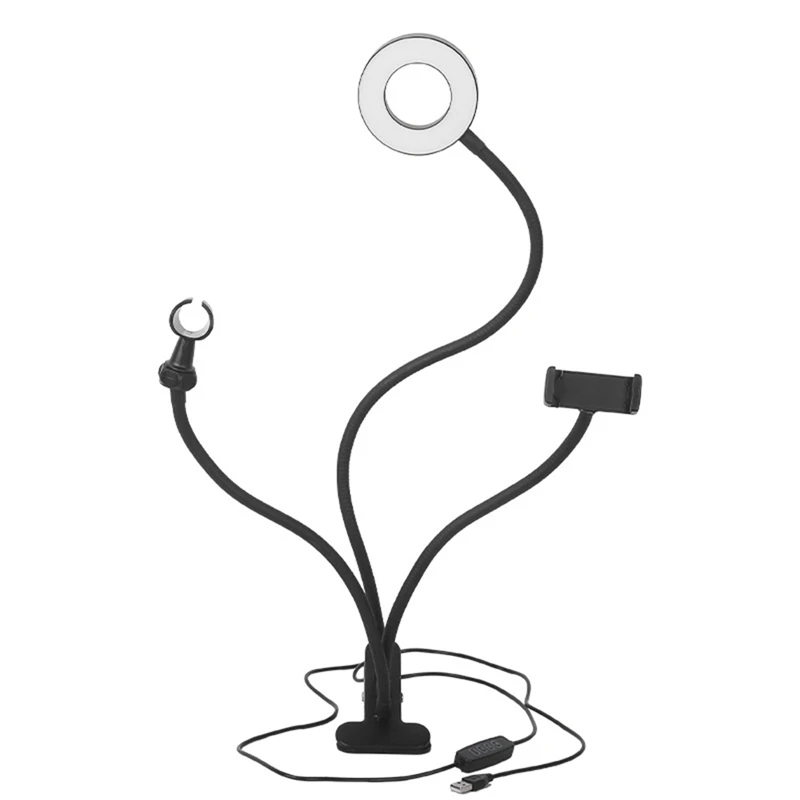 

Hot-LED Selfie Live Broadcast Light Photography Light with 3.5 Inch Microphone USB Small Clip Three in One