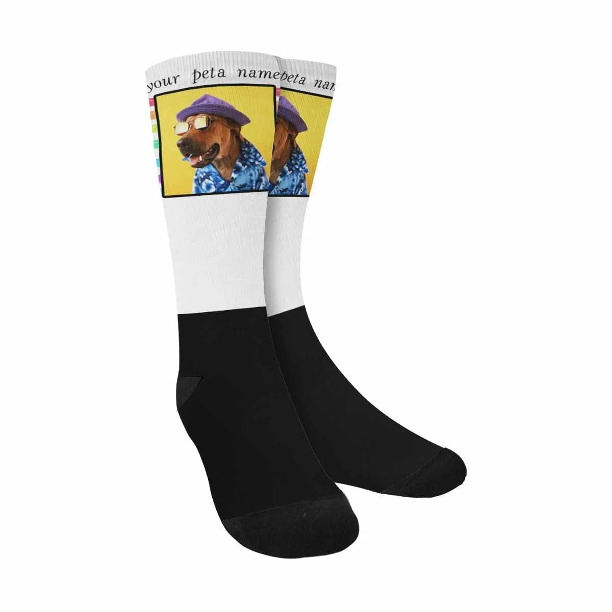 

Custom Photo&Name Simple Black Sublimated Crew Socks