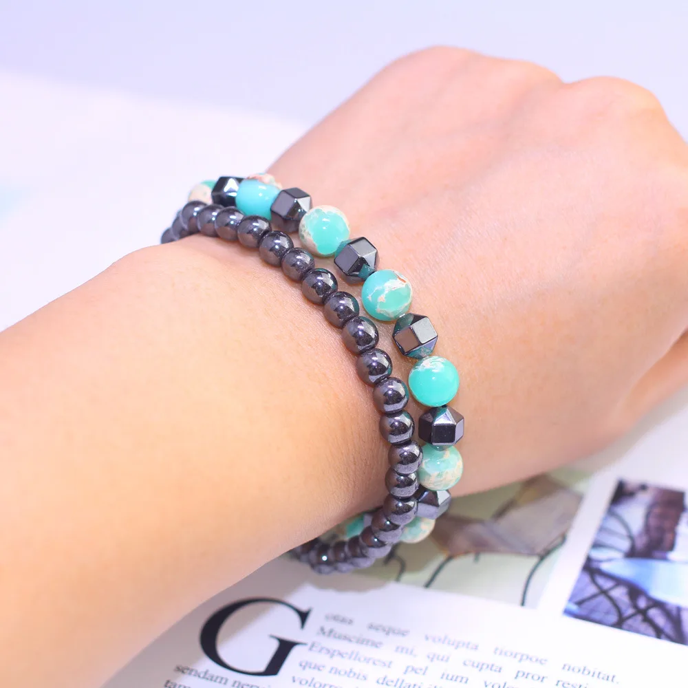 Озеро зеленый Небесно Голубой Императорский камень бисером мужской браслет Мода