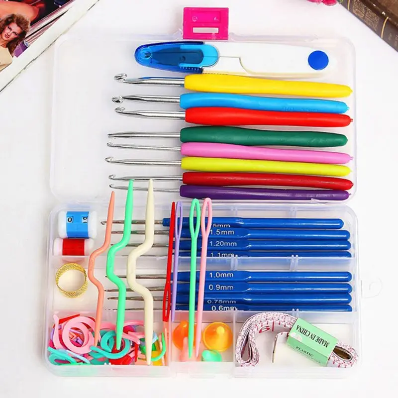 57 в 1 16 размеров из нержавеющей стали швейные крючки для вязания крючком набор