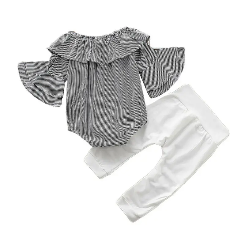 

Baby Kids Girls Flared Long Sleeve Ruffle Top Long Pants Trousers Set Clothes UK