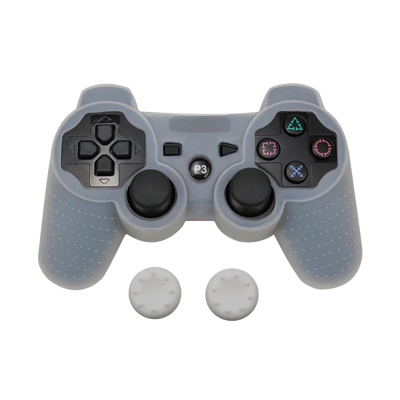 

Silicone Protective Skin Cover For Sony PS3/PS2 Gamepad Rubber Protective Case For Playstation 3 with 2 thumb sticks Grips Cap