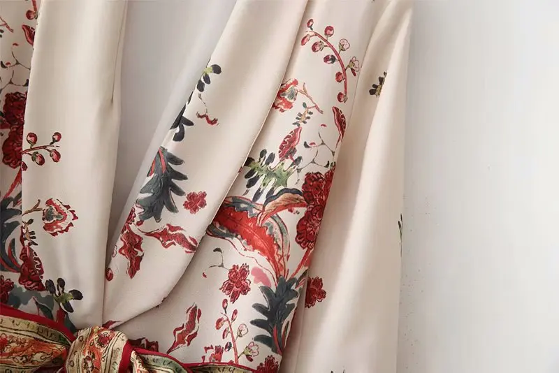JuneLove Women Autumn Long Sleeve Print Blazers Jackets Vintage Floral Female Suits Casual Street Office Lady Sets Loose Bottoms
