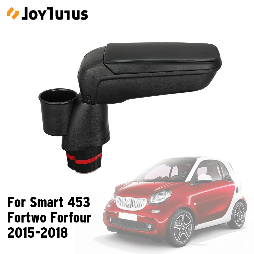Кожаный PU подлокотник коробка для хранения для Smart 453 Fortwo Forfour- с подстаканником шкафчик контейнер автомобильные аксессуары