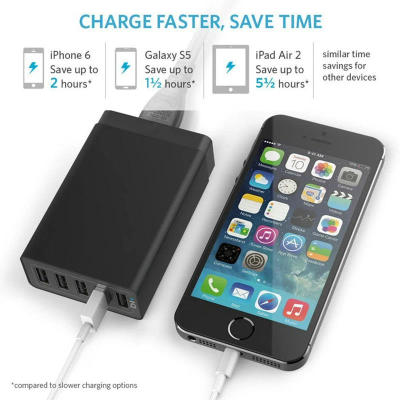 USB адаптер для быстрой зарядки 40 Вт 5 В 8 А портов iPhone 7 6 6S Plus SE Samsung Huawei|quick usb charger|us