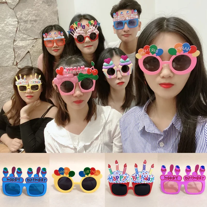 Счастливые очки на день рождения забавные новые свеча солнцезащитные вечерние
