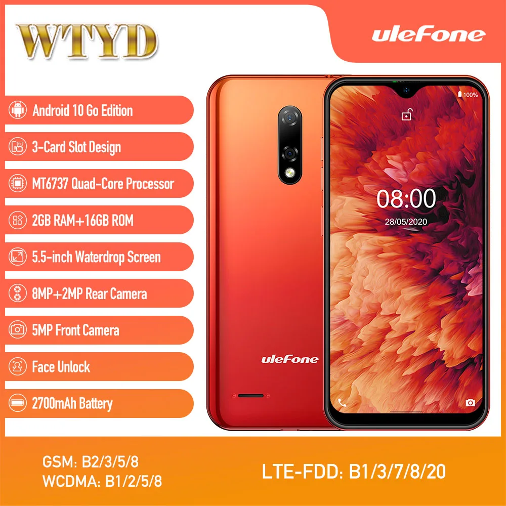 Ulefone Note 8P смартфон с 5 5-дюймовым дисплеем четырёхъядерным процессором ОЗУ 2 Гб ПЗУ