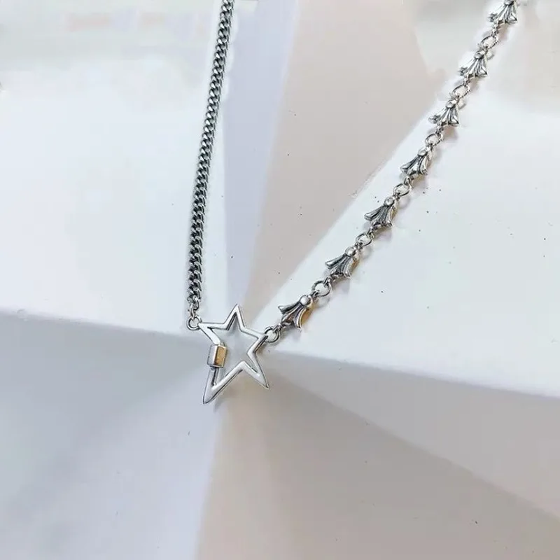 Крутое винтажное ожерелье BONLAVIE на цепочке до ключиц из тайского серебра подарок