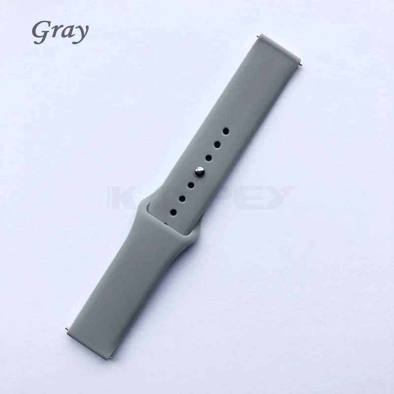 Серый Силиконовый ремешок 22 мм 20 мм для Xiaomi Amazfit Bip GTS Pace stratos 2/2 S, универсальный браслет на запястье, спортивный ремешок, смарт-часы, браслет - Цвет: Серый