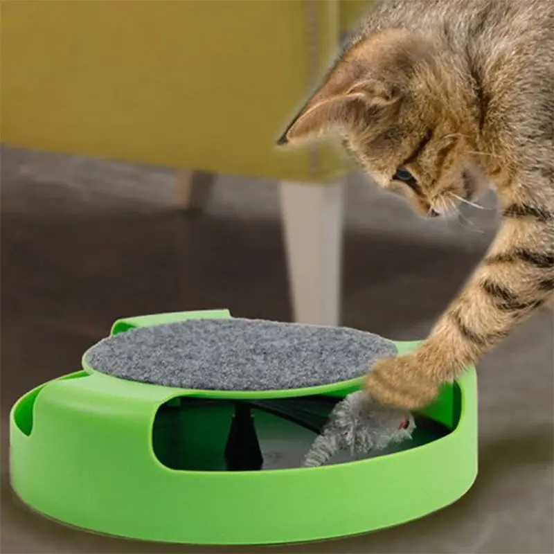 

Interactive Cat Toys Mice Toy for Kittens Cat Scratcher Pad with Rotating Spinning Mouse Catch Mice Catnip Toy Playing Teaser