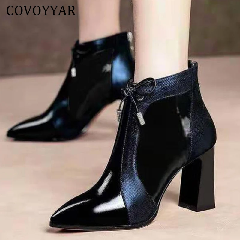 COVOYYAR/2020 женские ботильоны ботинки на Высоком толстом каблуке разноцветные туфли