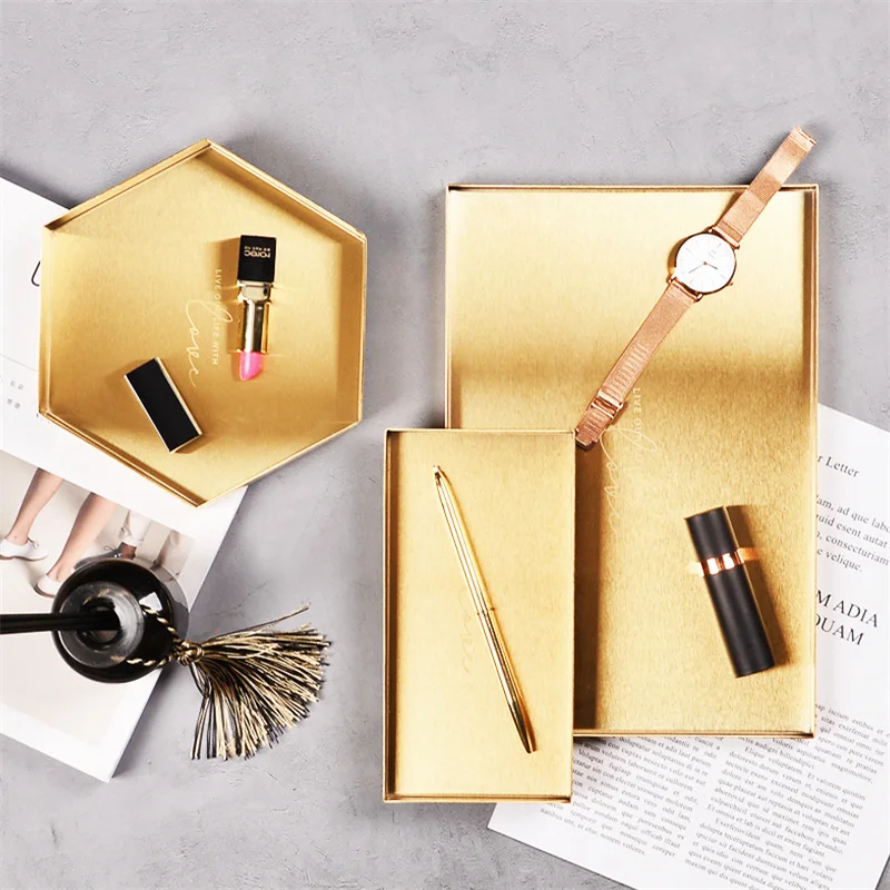 Скандинавский стол для хранения тарелок парфюм розовое золото металлический