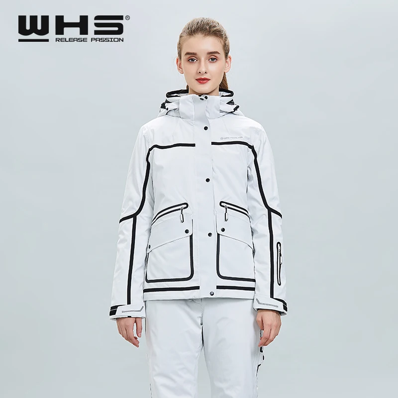 WHS зимняя женская уличная Лыжная куртка модное ветрозащитное водонепроницаемое