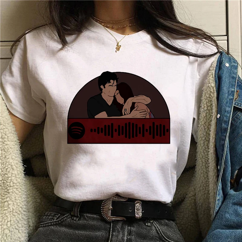 

Damon salvatore the vampire diaries Chronicles vampiricas t-shirt tshirt Women T shirt 90s Cool Women T-shirt Streetwear Tops