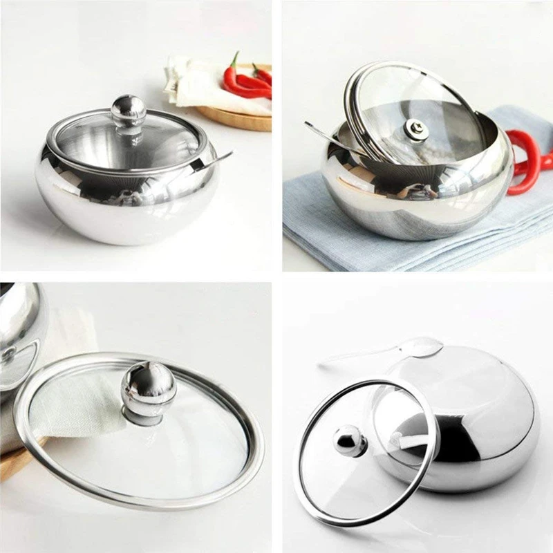 Сахарница из нержавеющей стали с прозрачной стеклянной крышкой-для лучшего