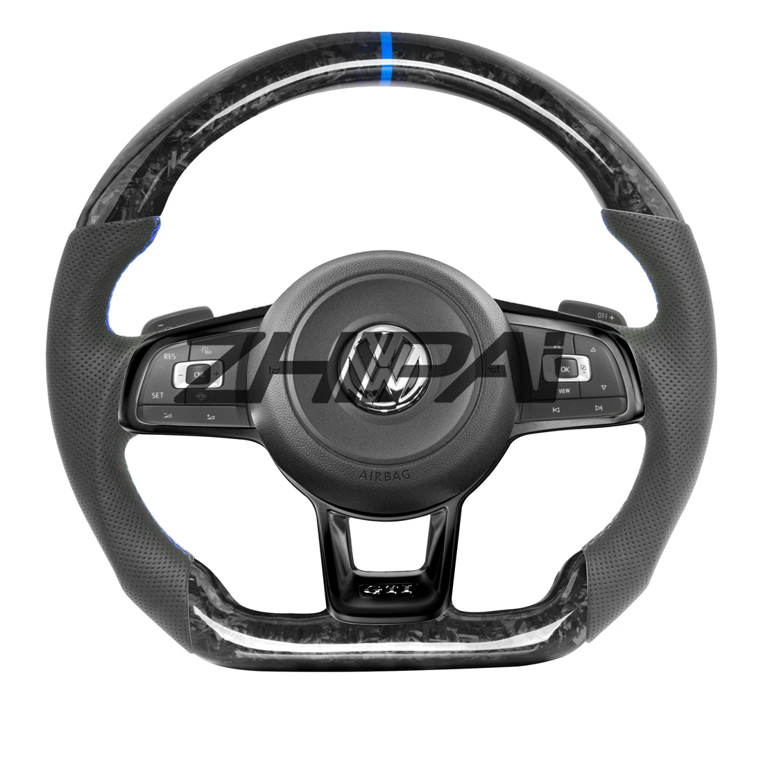 

Forged Carbon Fiber Steering Wheel Perforated Leather For Volkswagen Golf MK7 GTI R with LED and Airbag & Paddles Assembly