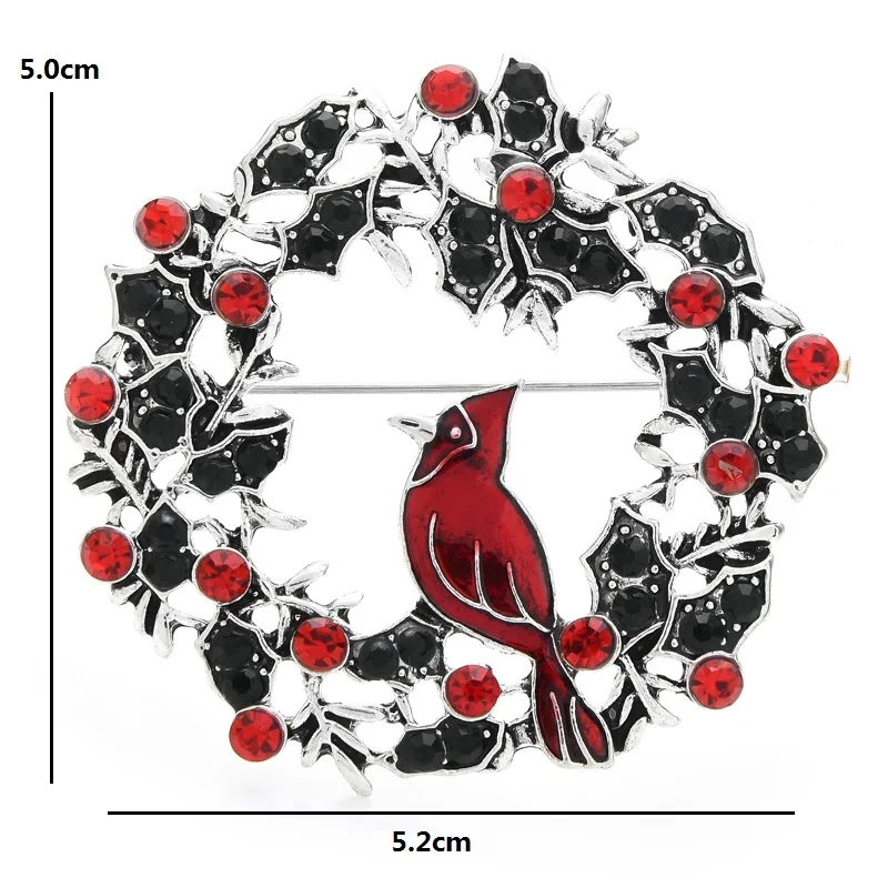 

Wuli&baby Northern Cardinal Bird Brooches Women Enamel In Wreath Flower Famouse Cartoon Bird Office Party Pins 2021 Design Gifts