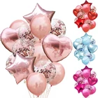 14 шт. розовое золото звезда сердце фольга шары конфетти латексные шары свадьба день рождения украшения дети Baby Shower Air Globos