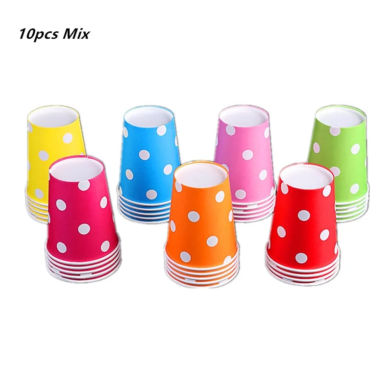 10pcs mix 10 шт., 7 дюймов, 8 цветов, тарелки в горошек, тарелки с рисунком в горошек, вечерние украшения для детского душа, тарелки в горошек, красные тарелки в горошек - Цвет: 10pcs mix