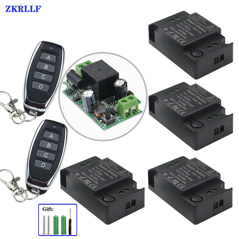220V лампы Беспроводной дистанционного Управление переключатель A/B/C/D 4 ключ 433 МГц