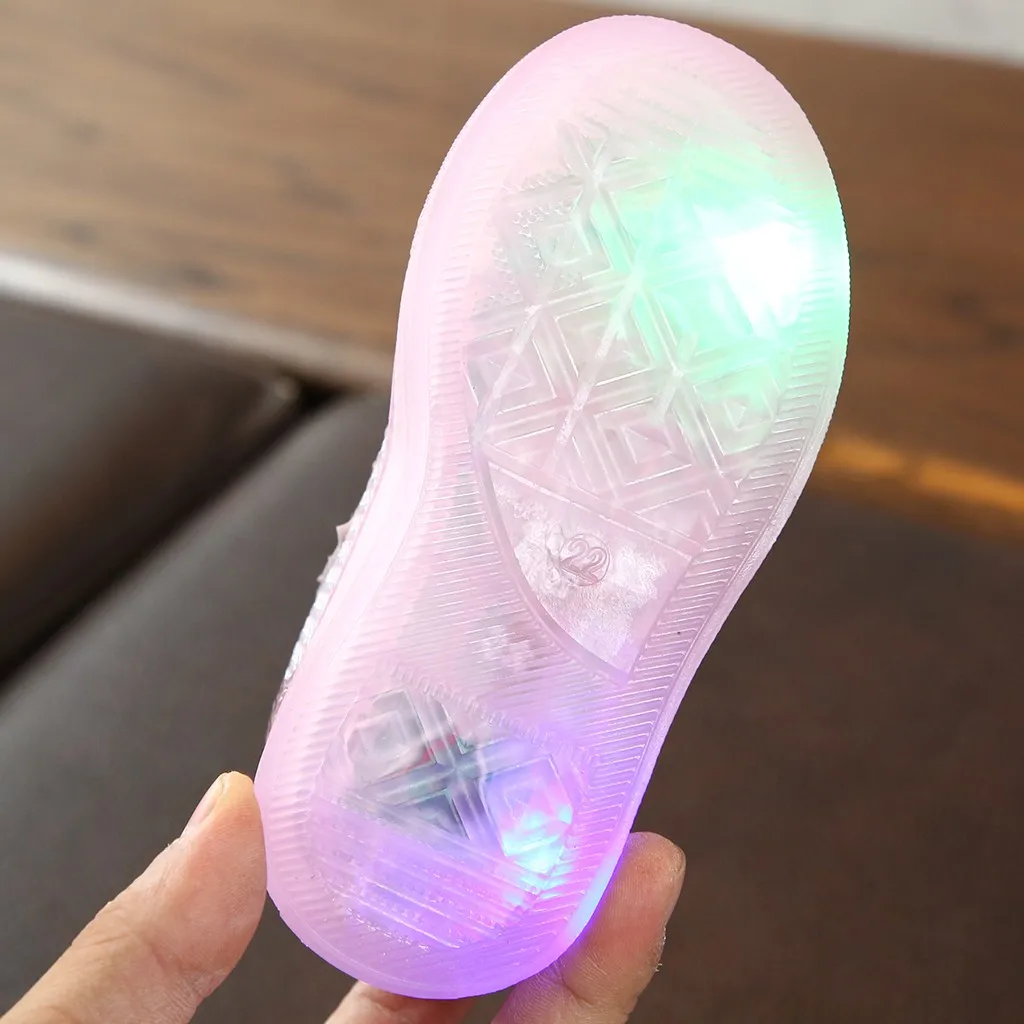 Роскошные ботинки светящаяся обувь для маленьких девочек блестящие спортивные