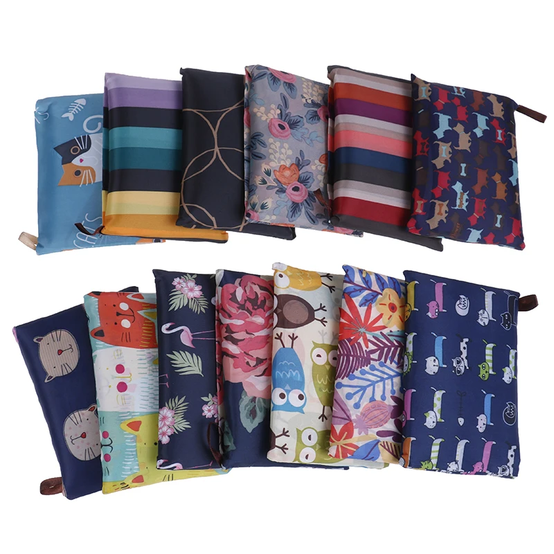 

1PCS Lady Foldable Oxford Cloth Reusable Fruit Grocery Pouch Cartoon Women Tote Shopping Bag Recycle Organization Bag