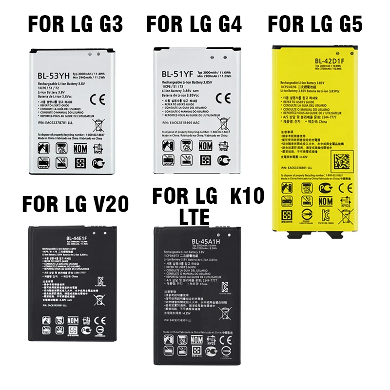 OHD Оригинальный аккумулятор для телефона LG G3 G4 G5 V20 K10 LTE батарея BL 53YH 51YF 42D1F 45A1H