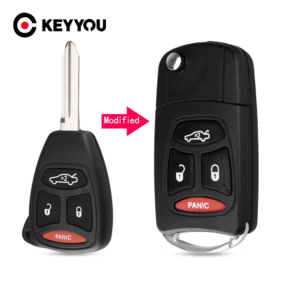

Чехол для ключей автомобиля KEYYOU 10X, модифицированный, с 4 кнопками, для Chrysler 300 300C