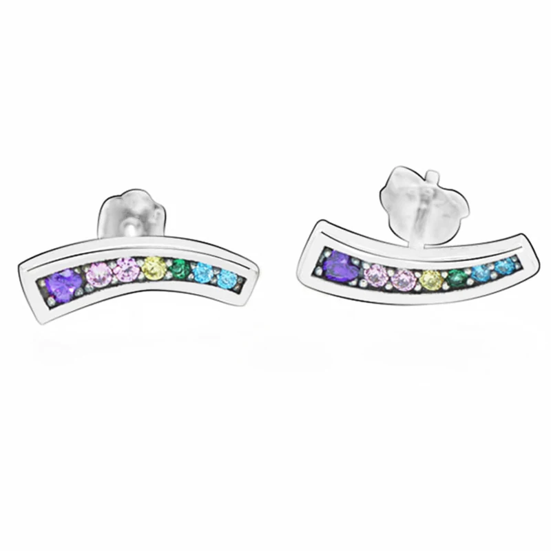 Женские серебряные серьги-гвоздики радужного цвета, серебро пробы