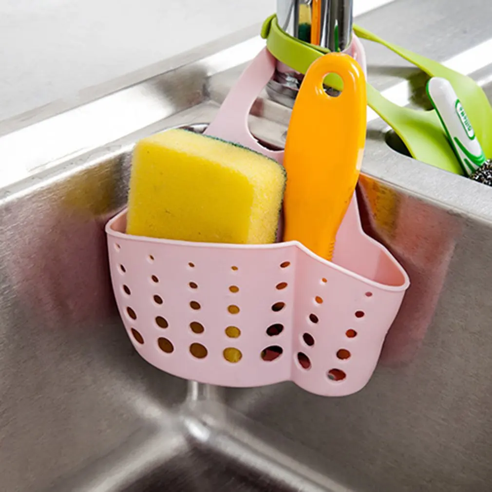 

Portable Sink Shelf Soap Sponge Drain Rack Silicone Storage Basket Bag Faucet Holder Adjustable Holder Sink Kitchen Accessories