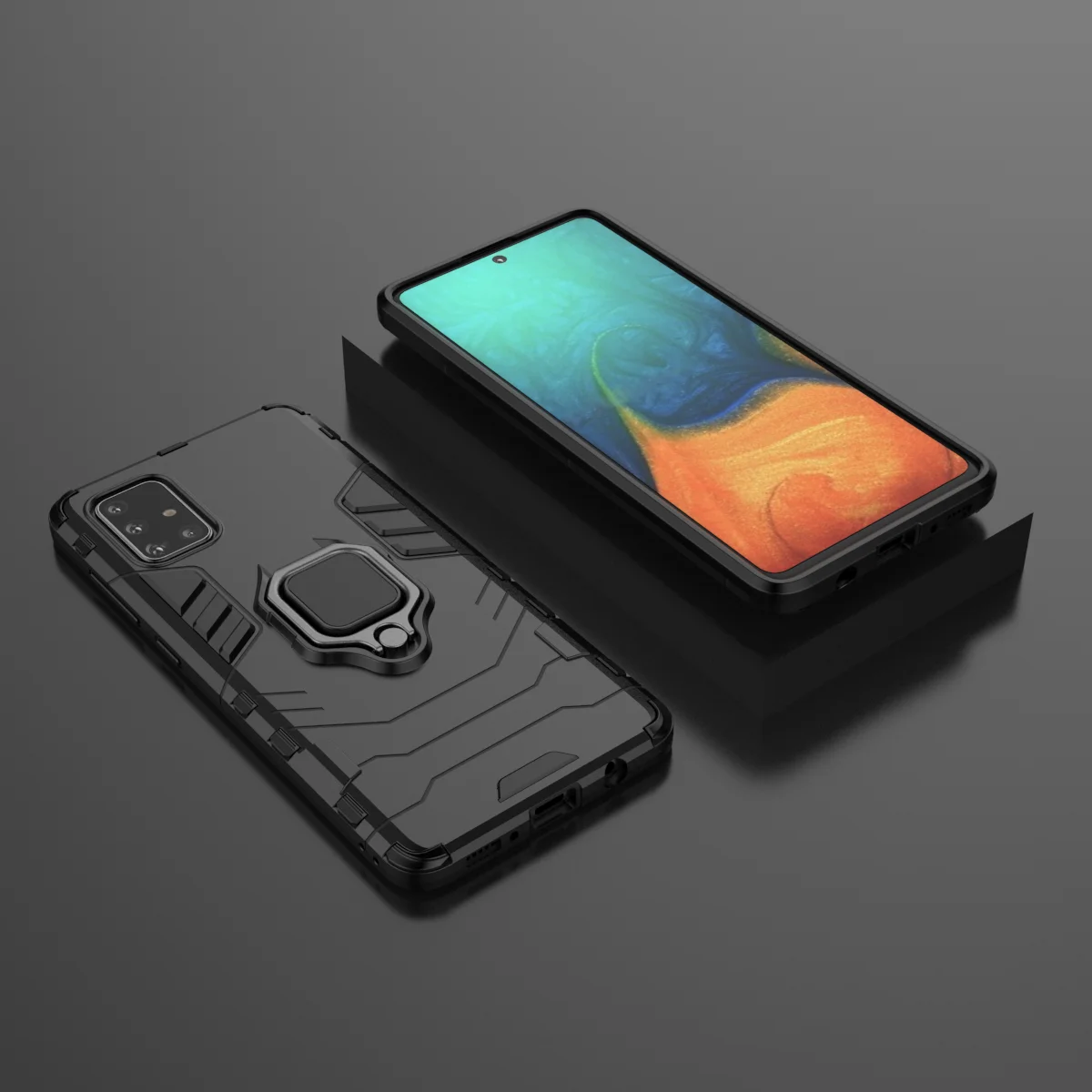 Чехол Tigenkey для Samsung Galaxy A71 задняя крышка подставка бронированный противоударный