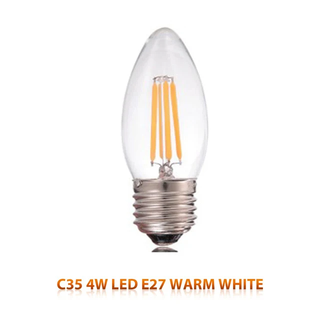 Светодиодная лампочка эдисона E27/E14, винтажный светильник, лампочка 220V 4 W, прозрачная стеклянная лампочка, энергосберегающая безопасная лампочка ST64 C35 C35L A60 - Цвет: C35-E27-4W