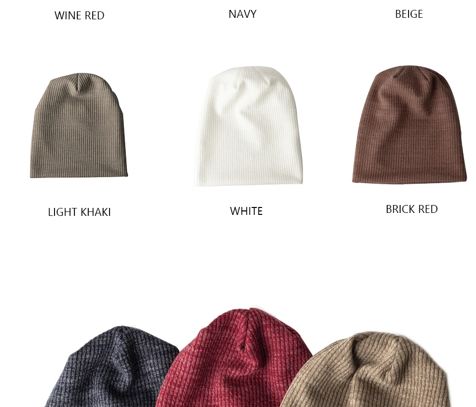 Women Ribbed Solid Autumn Winter Cotton Polyester Spring Beanie Warm High Quality Caps Knitted  Skullies Beanies Cap