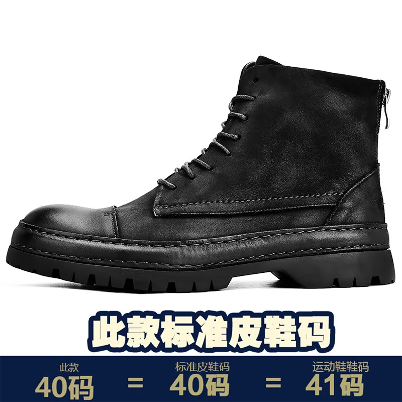 

Autumn Winter British Retro men shoes cowhide cowboy boots mens High Quality Genuine Leather men combat boots chelsea boots men