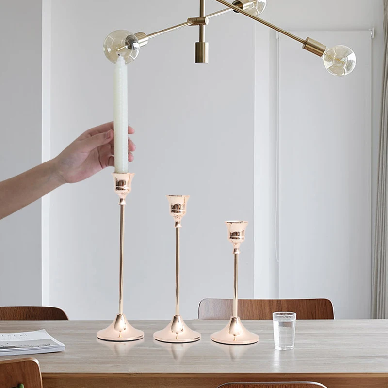 

3Pcs/Set Nordic Style Candle Holder Metal Candlestick Desktop Decor For Wedding Bar Party Living Room Home Decoration Accessorie