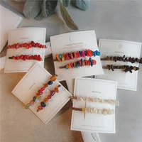 2020 new geometric irregular color original stone beaded word clips for women trendy stitching hairpin female jewelry