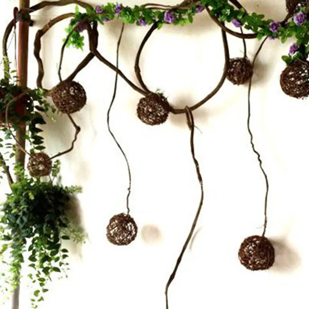

10PCS Hand Knitting Decorative Vine Balls Room Pendant Tree Hanging Ornaments for Kindergarten Cafe Bar Wedding (8cm)