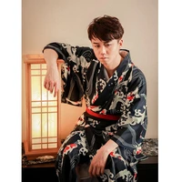 summer autumn casual long men robe japanese traditional kimono yukata home loose sleepwear nightgown bathrobe gown negligee