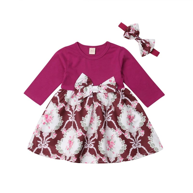 Лоскутное платье для маленьких девочек осень 2019 детское с длинным рукавом