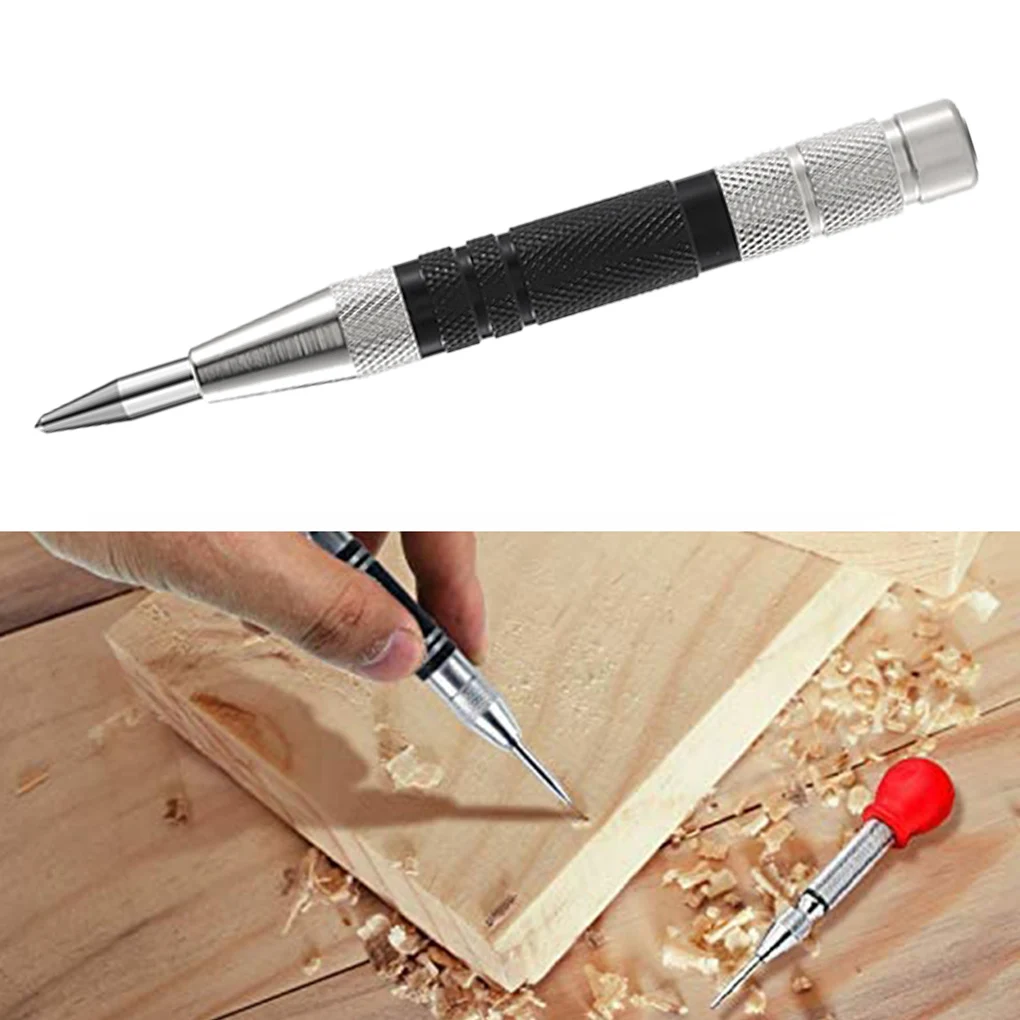 

Center Punch Pin Steel Spring Window Breaker Non-slip Portable Woodworking Puncher Center Punch with Punch Heads