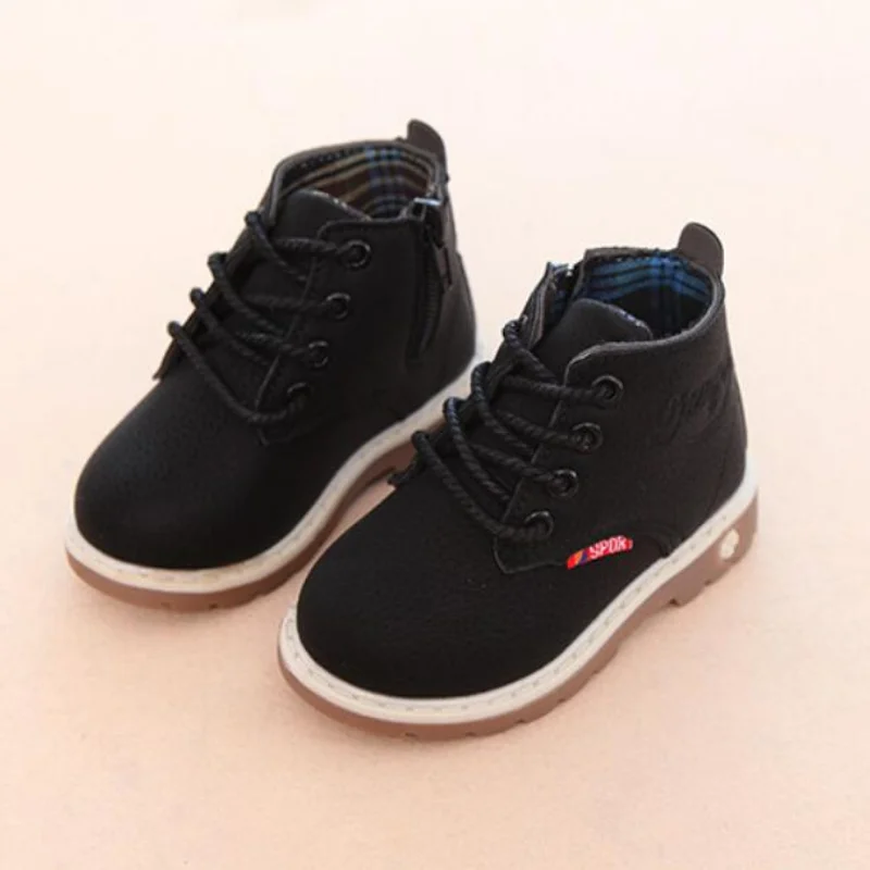 

Autumn Winter Children Ankle boots Girls Martin Boots Boys Plush Snow Motorcycle Boots Lace-Up Rome Boots Kids Sport Shoes