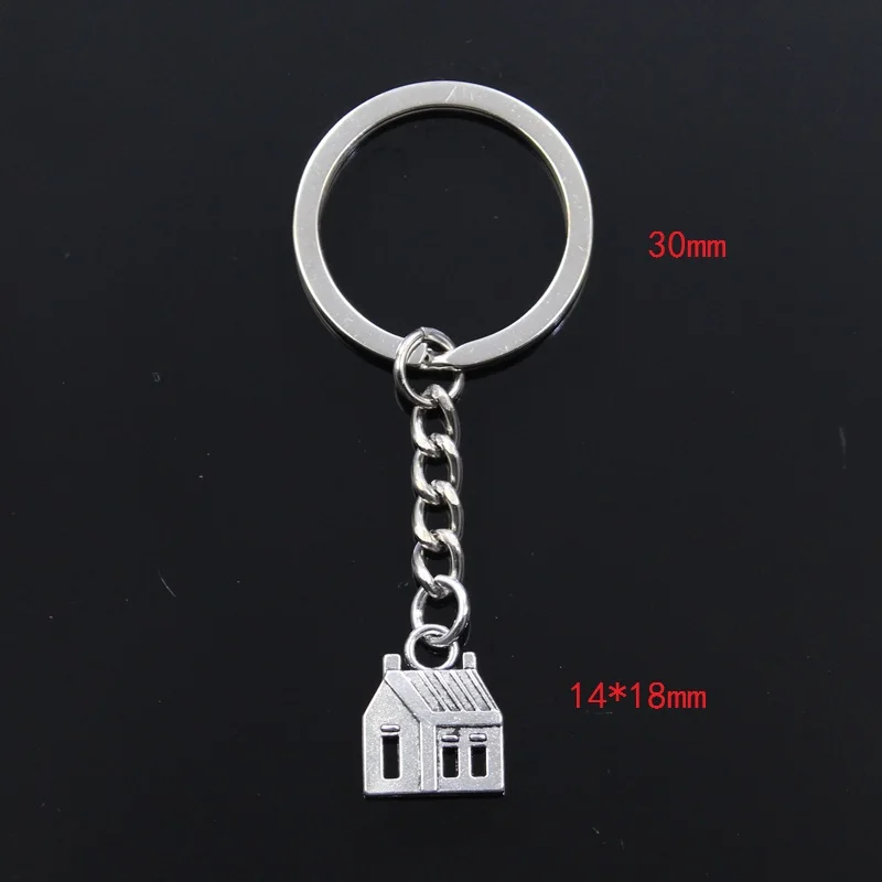 fashion keychain 14x18mm cabin house silver color pendants diy men jewelry car key chain ring holder souvenir for gift free global shipping