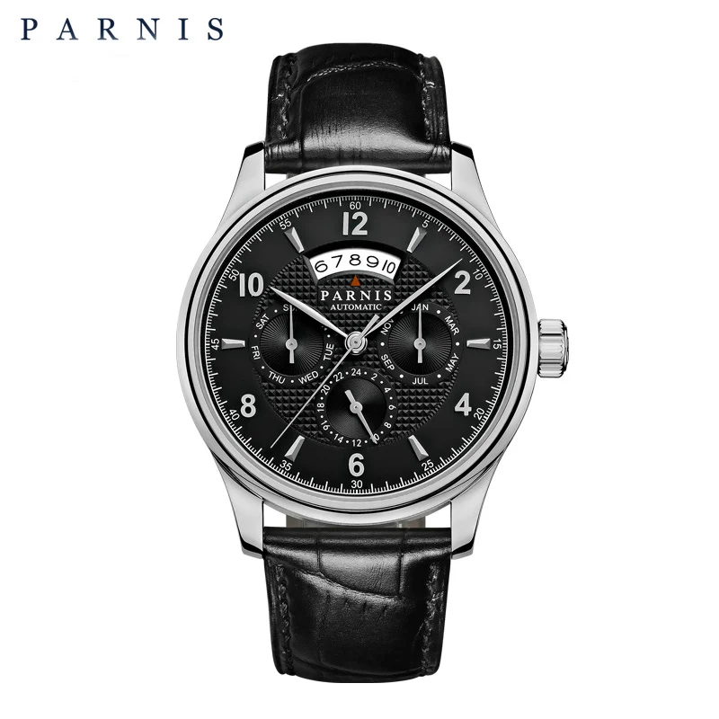 Parnis, 42 мм, автоматические часы, лунная фаза, запасная мощность, часы для мужчин, люксовый бренд, топ Miyota, механические намотки, часы, PA6062-A, подарок для мужчин - Цвет: 3