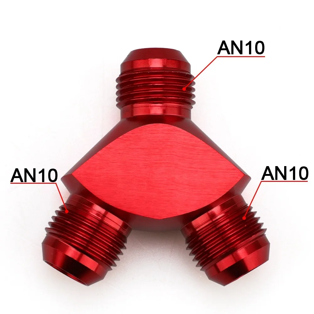 AN10 RED AN6 AN8 AN10 Алюминиевый Y Блок адаптер фитинги адаптер Черный Y Тип нефтяной трубы соединение - Цвет: AN10 RED