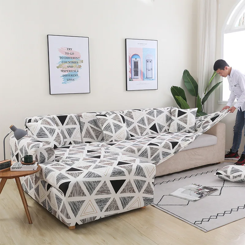 

Elastic Polyester Sofa Cover for Living Room Blooming Down-knitted Fabric Cover Protective Cover 1/2/3/4 Seat