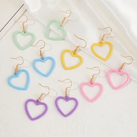 2021 trend new heart shaped earrings for women cute simple pure color earrings fashion party decoration jewelry friends gifts