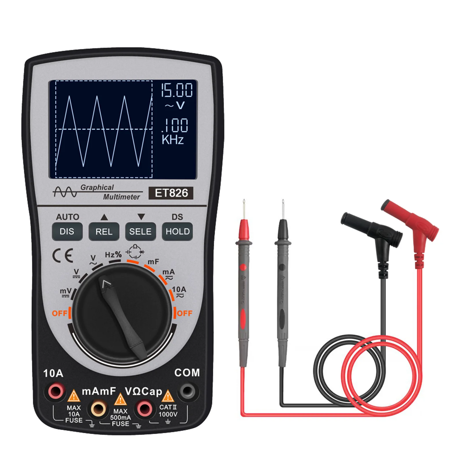 

2 In 1 Portable Intelligent Digital DC AC Voltage Diode Tester 20KHz 200Ksps 4000 Counts Oscilloscope Multimeter LCD Screen