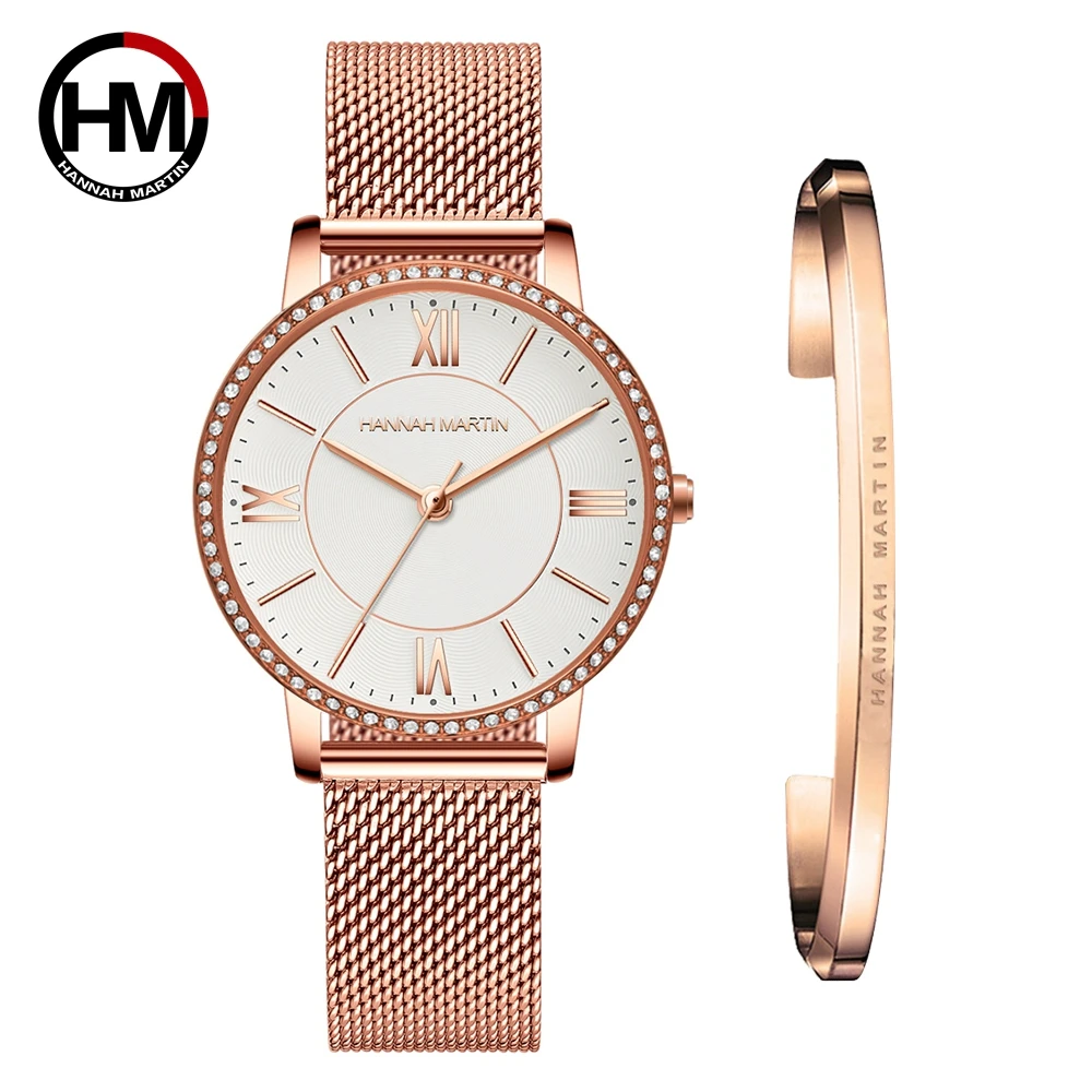 

Drop Shipping 1 Set Watch & Bracelet Women Japan Quartz Rhinestone Wristwatches Top Brand Luxury Fashion Casual Ladies Watches