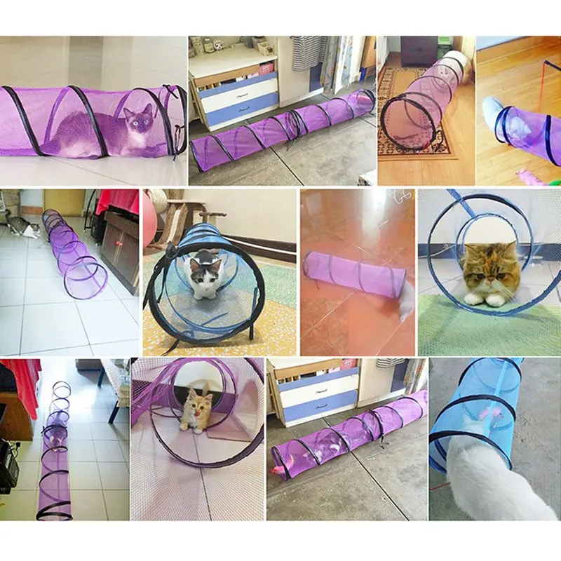 Прозрачный складной туннель для кошек домашних питомцев открытый палатка